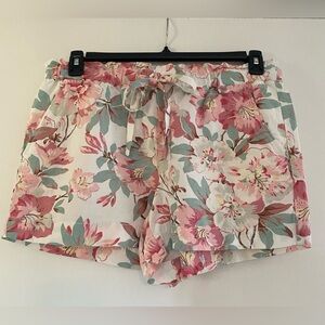LOFT Pink Floral High Waist Shorts